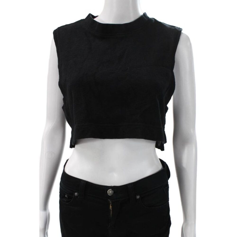 FP Beach Womens Cropped Knit Mock Neck Sleeveless Tank Black Size XS